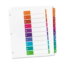 Avery Ready Index Customizable Table Of Contents Asst Dividers 10-Tab 11 X 9 1/2 11165