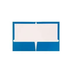 JAM Paper Laminated Two-Pocket Glossy Presentation Folders Blue 385GBUD