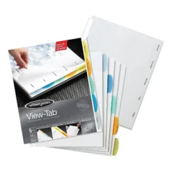 Wilson Jones View-Tab Paper Index Dividers 8-Tab Square Letter Assorted 55965