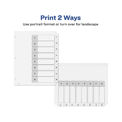 Avery Pre-Printed 8-Tab Numeric Dividers Customizable 11822 4 Avery Pre-Printed 8-Tab Numeric Dividers Customizable 11822 - Image 4