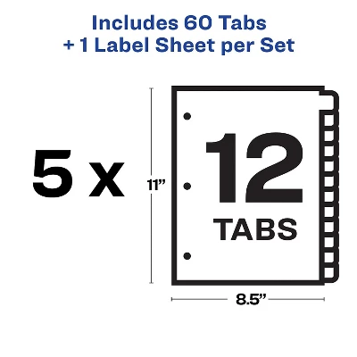 Avery Print & Apply Clear Label Dividers W/Color Tabs 12-Tab Letter 5 Sets 11405 4 Avery Print & Apply Clear Label Dividers W/Color Tabs 12-Tab Letter 5 Sets 11405 - Image 4