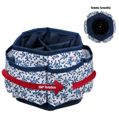 Singer Sewing Storage Organizer Desktop Spinner Navy Floral Print 2 Singer Sewing Storage Organizer Desktop Spinner Navy Floral Print - Image 2