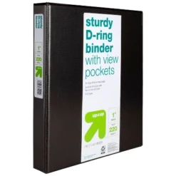 6pk 1" D Ring Binder Black - Up & Up™