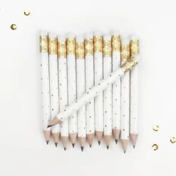 12pk Mini Pencils Polka Dots Foil Gold -Office Supplies GUEST e8837778 7387 4723 b51d c7cb7c9106f0