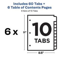 Avery Ready Index Customizable Table Of Contents Asst Dividers 10-Tab Ltr 6 Sets 11188 -Office Supplies GUEST ea53bb6d 0032 4320 a896 b6e8c6299e33