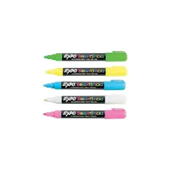 EXPO Bright Sticks Wet-Erase Fluorescent Marker Set Bullet Tip Assorted 14075
