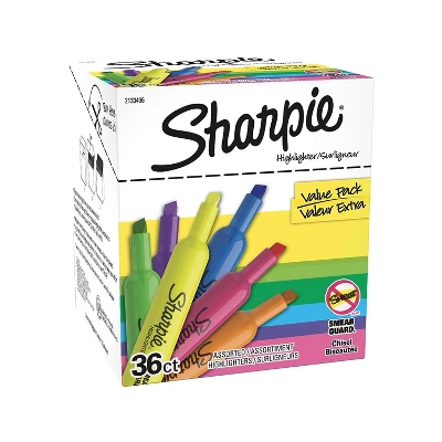 Sharpie Tank Highlighter Chisel Tip Assorted 36/Pack (2133496) 1 Sharpie Tank Highlighter Chisel Tip Assorted 36/Pack (2133496)