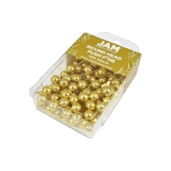 JAM Paper Colored Map Thumb Tacks Gold Round Head Push Pins 2 Packs Of 100 22432213A