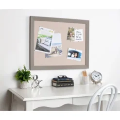 23" X 29" Beatrice Framed Linen Fabric Pinboard Gray - DesignOvation -Office Supplies GUEST fdba9aa7 ba99 4547 96ca 9f54d4009b9e