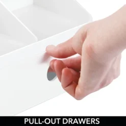 MDesign Large Plastic Divided Home Office Desk Organizer With 2 Drawers - White -Office Supplies GUEST ff847fc5 b5e7 4896 ad10 c5b16682ebd0